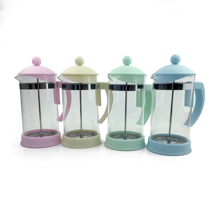 Pink 1000ml Tea Coffee Maker Tea Pot Macaron Color French Press Coffee Plunger Glass