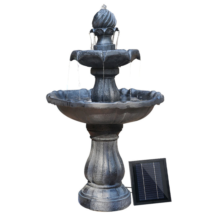 Gardeon Solar Water Feature 3 Tiers Black 93cm