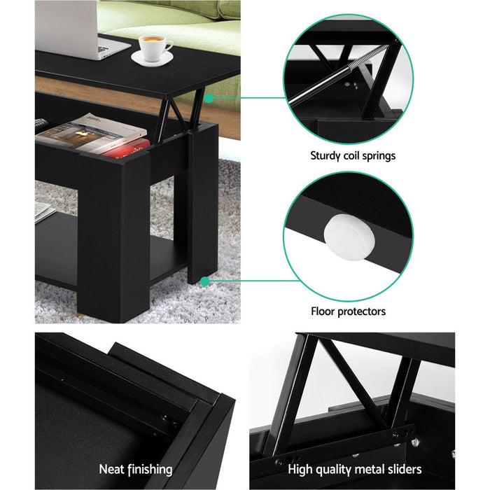 Artiss Coffee Table Lift-top Coffee Table Black