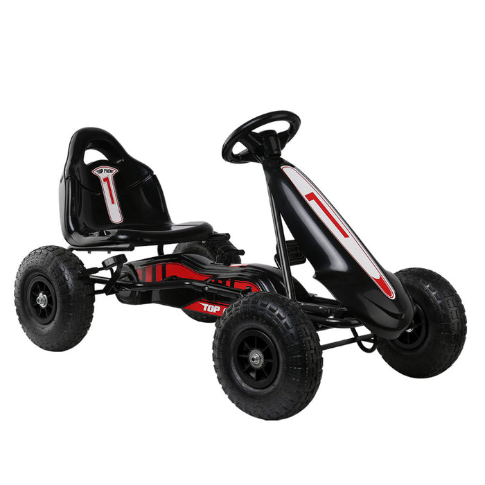 Rigo Kids Pedal Go Kart Car Ride On Toys Racing Bike Rubber Tyre Adjustable Seat-Black