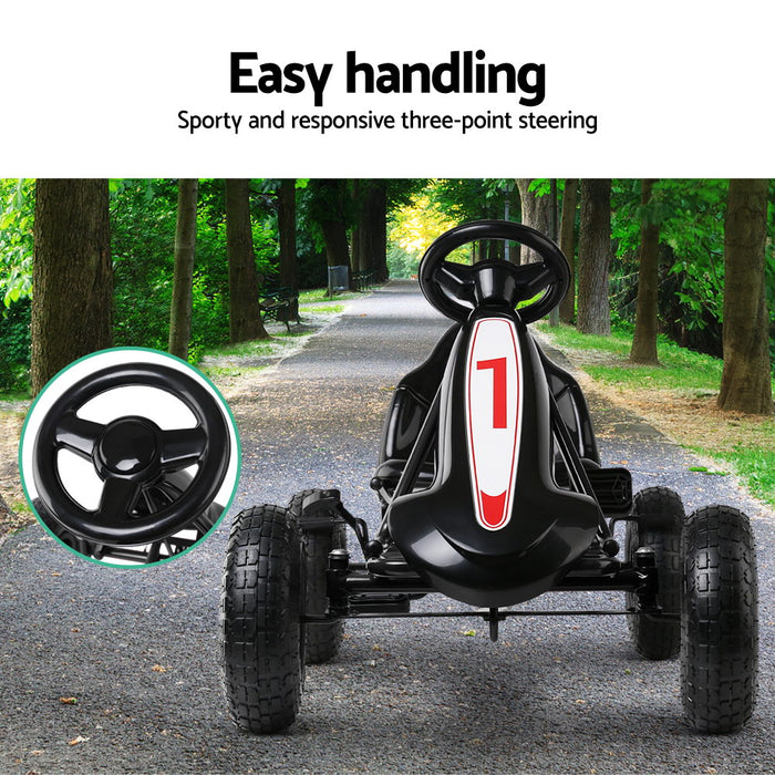 Rigo Kids Pedal Go Kart Car Ride On Toys Racing Bike Rubber Tyre Adjustable Seat-Black