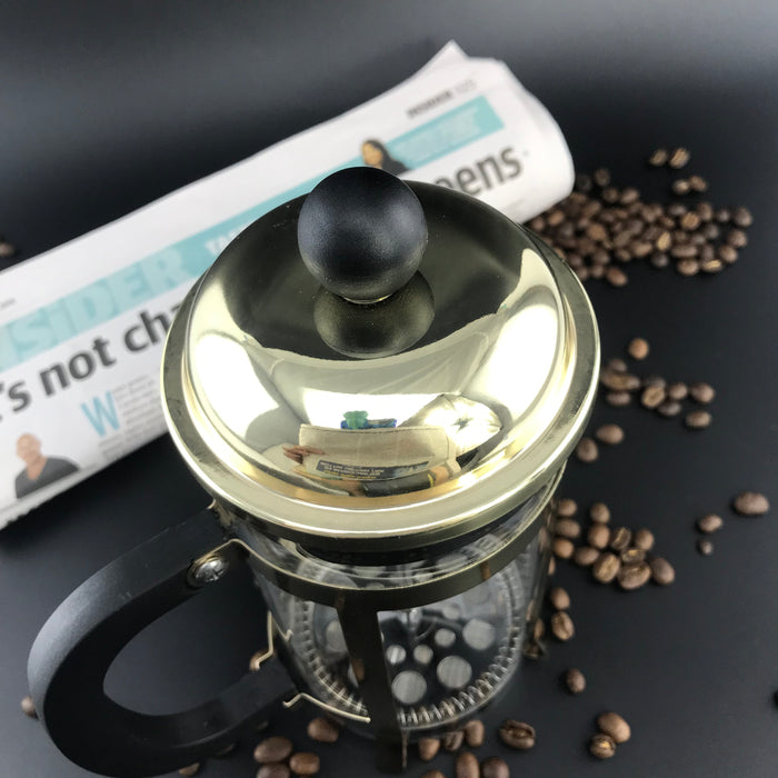 Golden French Press Coffee Plunger Glass 600ml Tea Coffee Maker