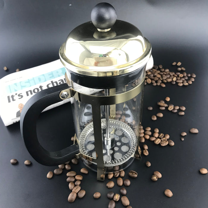 Golden French Press Coffee Plunger Glass 600ml Tea Coffee Maker