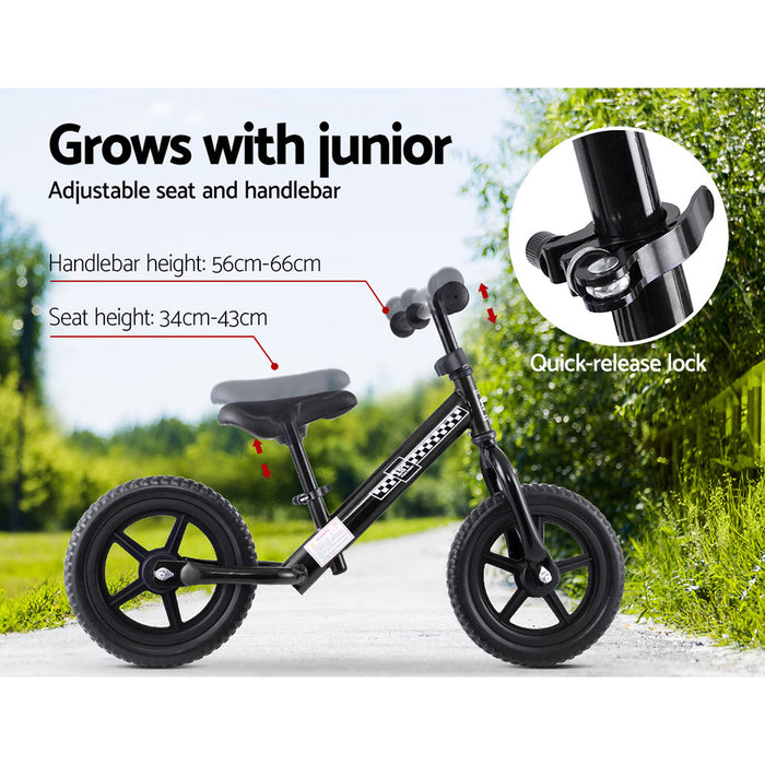 Kids Balance Bike Ride On Toys Push 12" Bicycle Wheels Toddler Baby  Bikes- Black