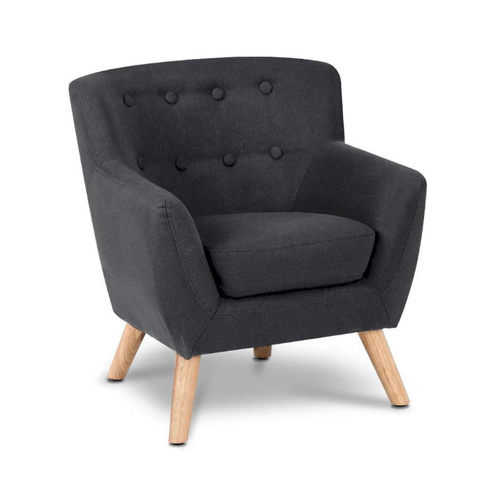 Kids Sofa Nordic French Couch Armchair Linen Lounge Children Room Bedroom- Black