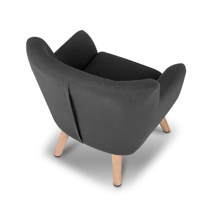 Kids Sofa Nordic French Couch Armchair Linen Lounge Children Room Bedroom- Black