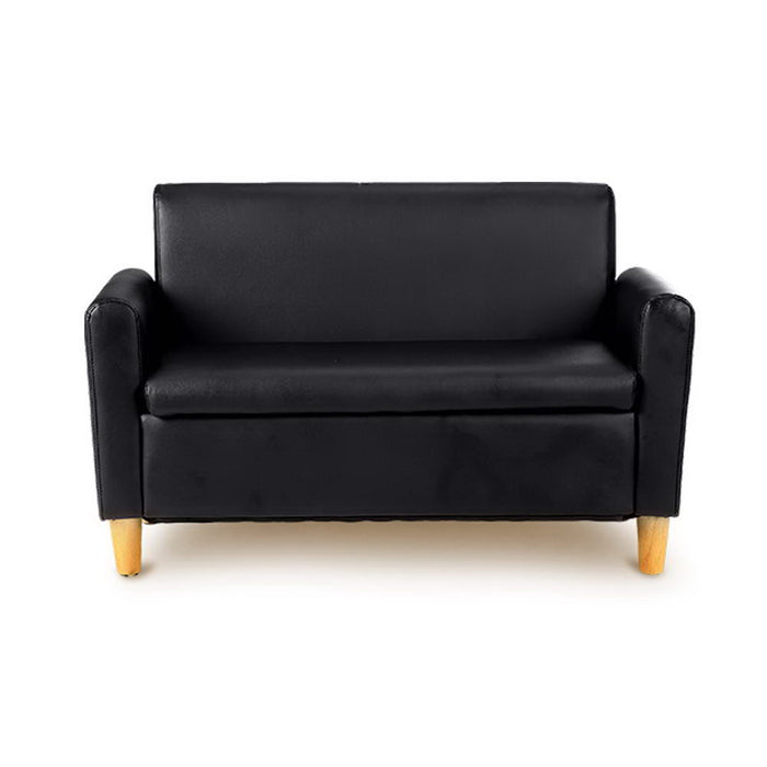 2 Seats Kids Sofa Storage PU Leather Armchair Children Chair Couch-Black