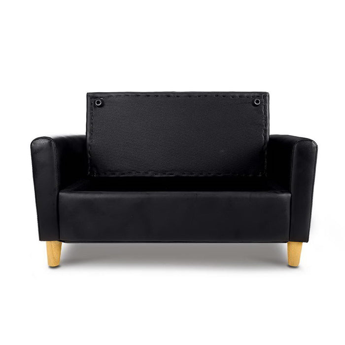 2 Seats Kids Sofa Storage PU Leather Armchair Children Chair Couch-Black