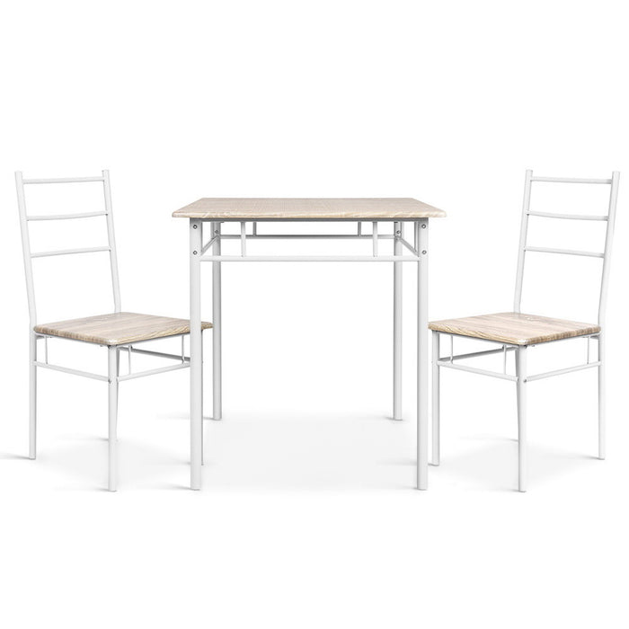 Artiss 3 Piece Dining Set  Industrial Design Reinforced Steel Frame 1 x Machal Dining Table 2 x Machal Dining Chairs- Natural