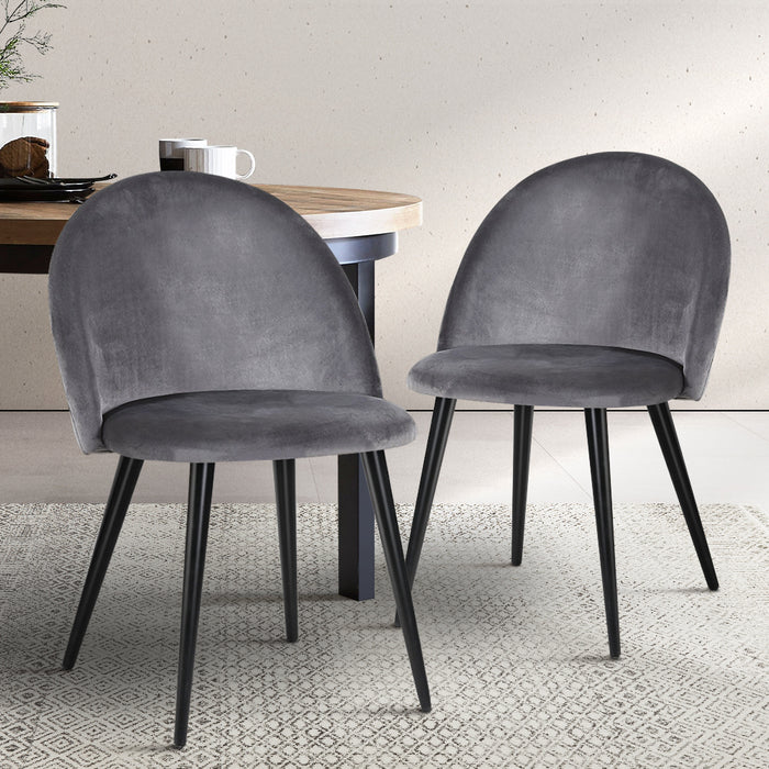 Artiss Dining Chairs Grey Velvet Set of 2 Charles