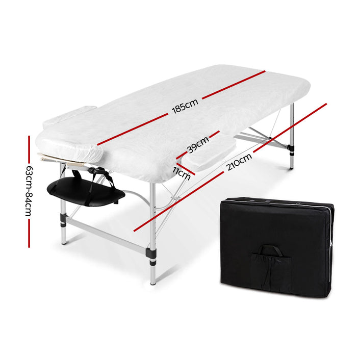 Zenses 2 Fold Portable Aluminium Massage Table Massage Bed Beauty Therapy 55cm- Black
