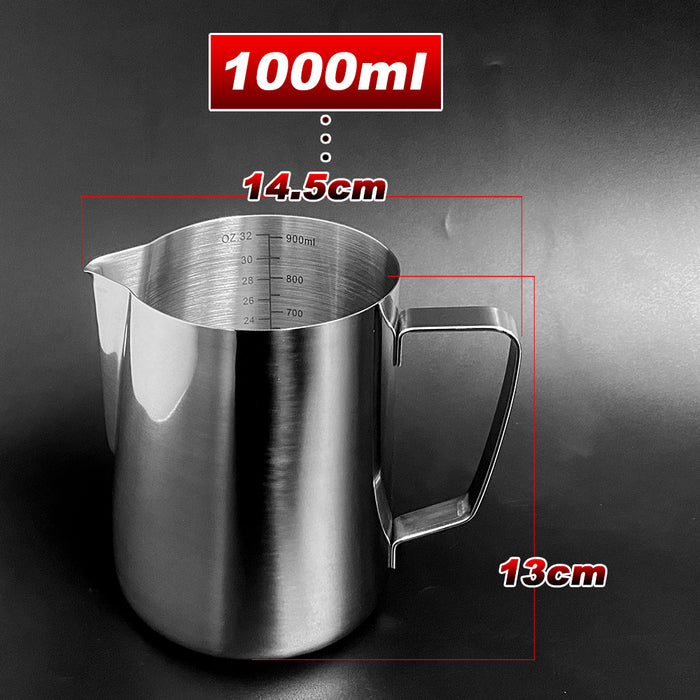1000ml Thickening Stainless Steel Coffee  Frothing Milk Tea Latte Jug With Scale