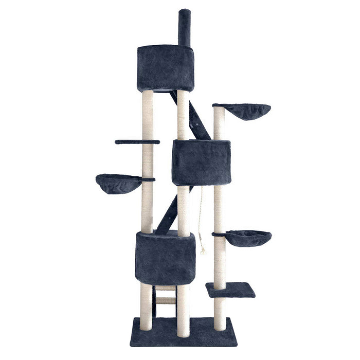 i.Pet Cat Tree 244cm Tower Scratching Post Scratcher Trees Condo House Grey