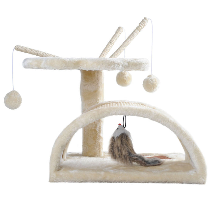 Cat Tree 45cm Trees Scratcher Tower Scratching Post Condo House Furniture Wood Beige