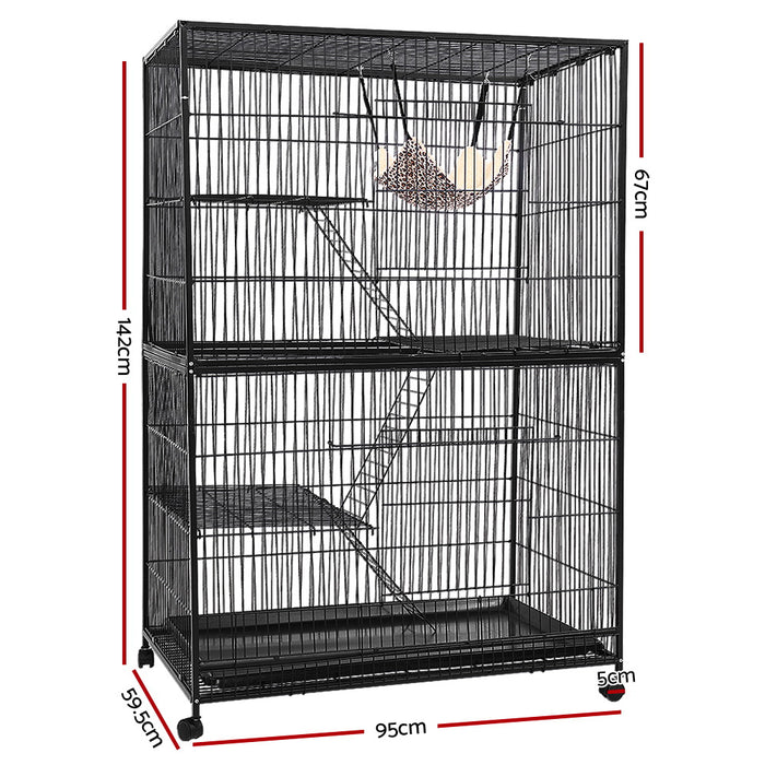 i.Pet Rabbit Cage 142cm Hutch 4 Level Bird Guinea Pig Ferret