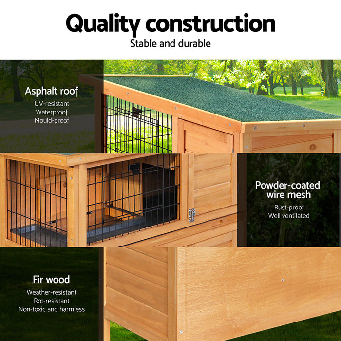 i.Pet Rabbit Hutch 91.5cm x 46cm x 116.5cm Chicken Coop Large House Cage Run Wooden Bunny Outdoor