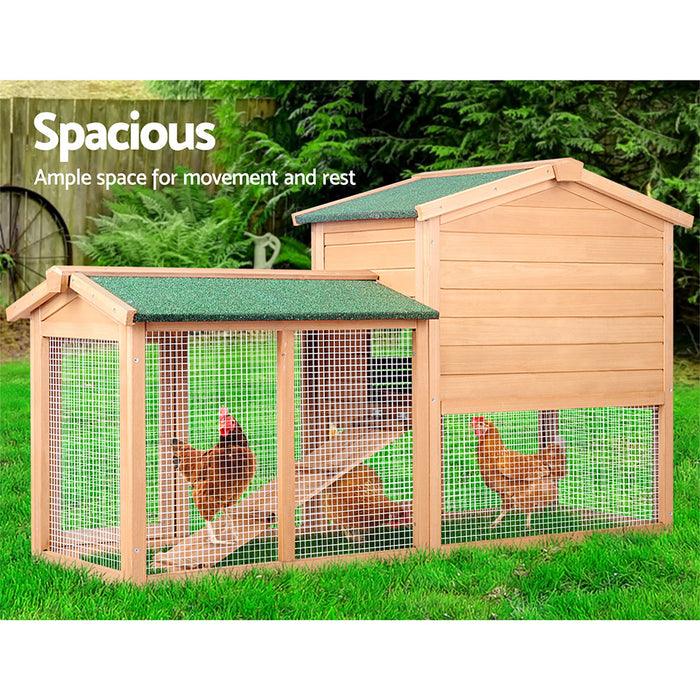 i.Pet Chicken Coop Rabbit Hutch 138cm x 44cm x 85cm Large House Run Cage Wooden Outdoor
