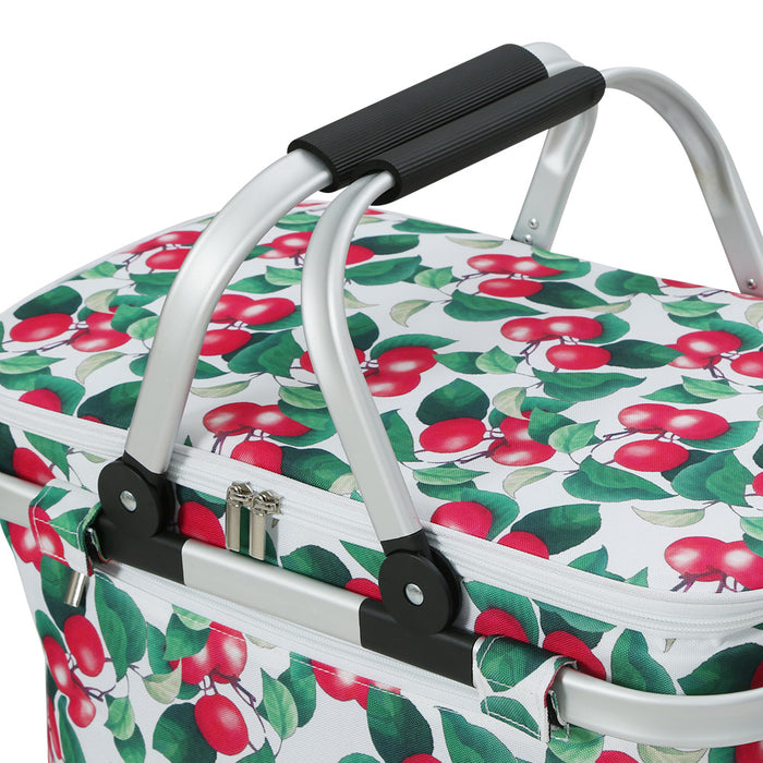 Alfresco Picnic Basket Folding Bag Hamper Insulated Food Cover Storage