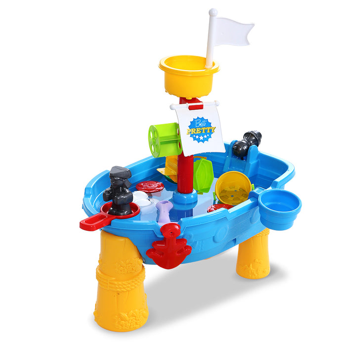 Kids Beach Sand And Water Toys Outdoor Table Pirate Ship Children Sandpit