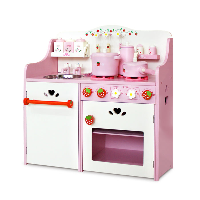 Keezi Kids Kitchen Play Set  Pretend Play Food Sets Childrens Utensils Toys- Pink