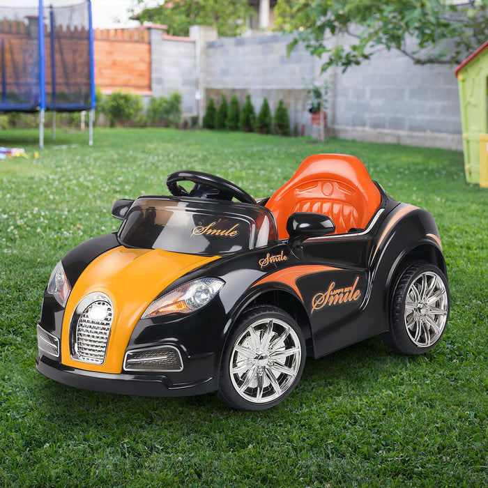 Rigo Kids Ride On Car Bugatti  Electric 12V Remote Control Toys- Black & Orange