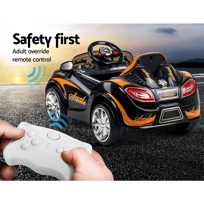 Rigo Kids Ride On Car Bugatti  Electric 12V Remote Control Toys- Black & Orange
