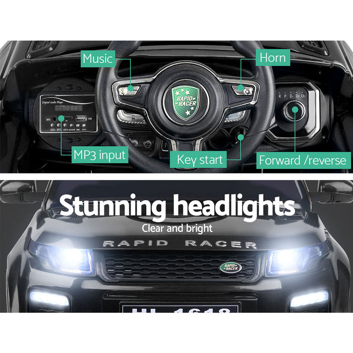 Rigo Kids Ride On Car Range Rover Sport Coupe Electric 12V Remote Control Toys - Black