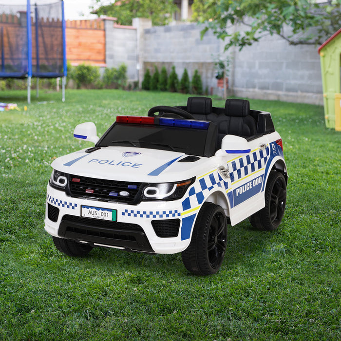 Rigo Kids Ride On Car Inspired Patrol Police Electric Powered Toy Cars Remote Control -White