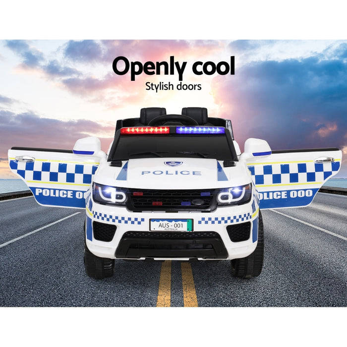 Rigo Kids Ride On Car Inspired Patrol Police Electric Powered Toy Cars Remote Control -White