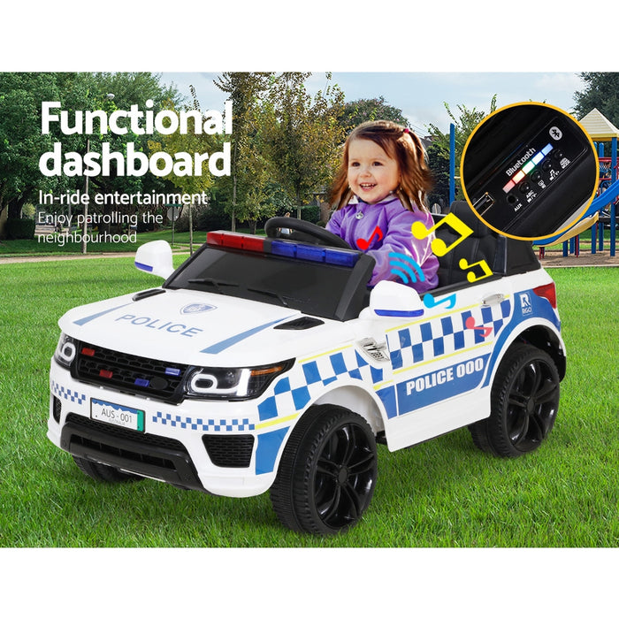 Rigo Kids Ride On Car Inspired Patrol Police Electric Powered Toy Cars Remote Control -White