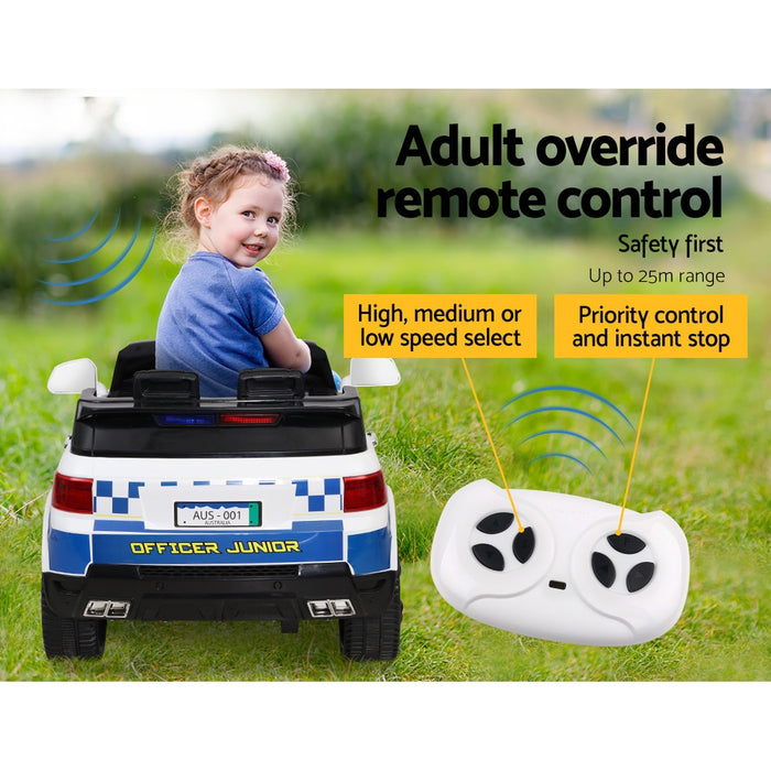 Rigo Kids Ride On Car Inspired Patrol Police Electric Powered Toy Cars Remote Control -White