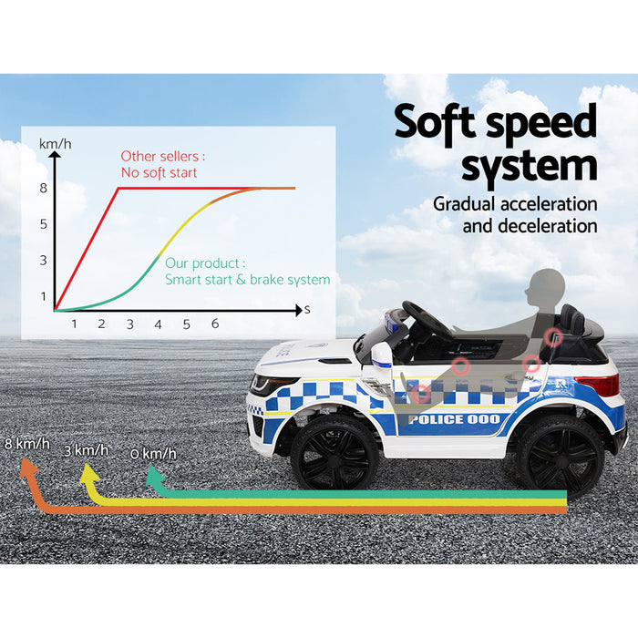 Rigo Kids Ride On Car Inspired Patrol Police Electric Powered Toy Cars Remote Control -White