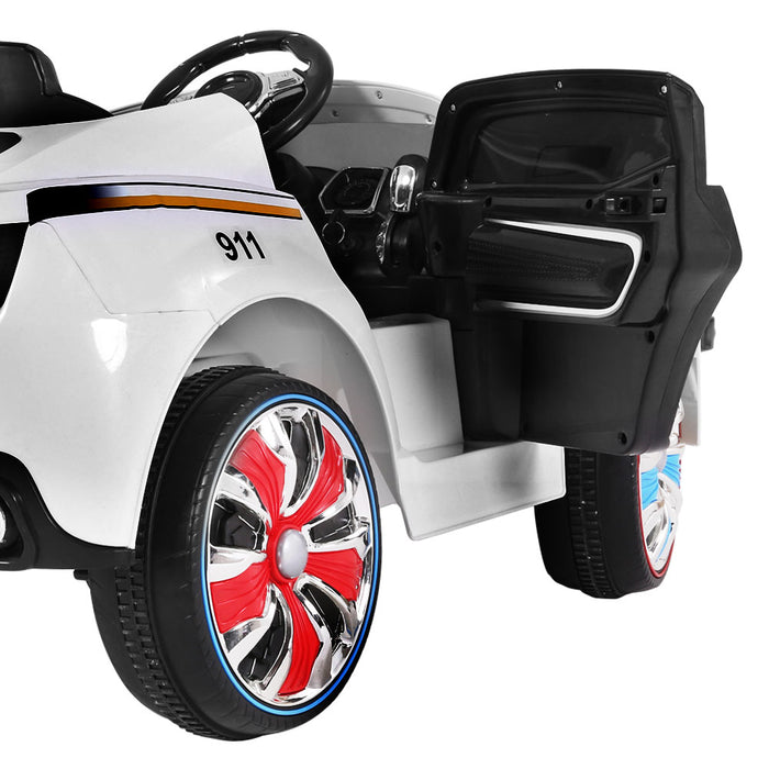Rigo Kids Ride On Car Police Car 3 Speed MP3 Connection 3 Speed- Black & White