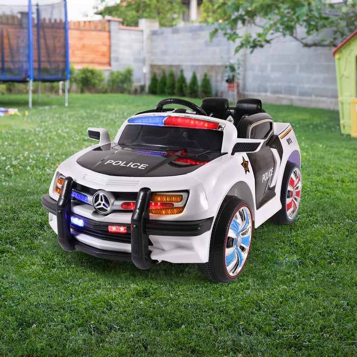 Rigo Kids Ride On Car Police Car 3 Speed MP3 Connection 3 Speed- Black & White