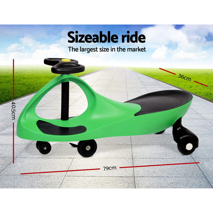 Kids Swing Car  Children Ride On  Scooter Toys Wiggle Slider Swivel Cars -Green