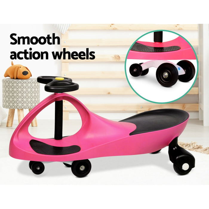 Kids Swing Car Children Ride On Toys Scooter Wiggle Slider Swivel Cars- Pink