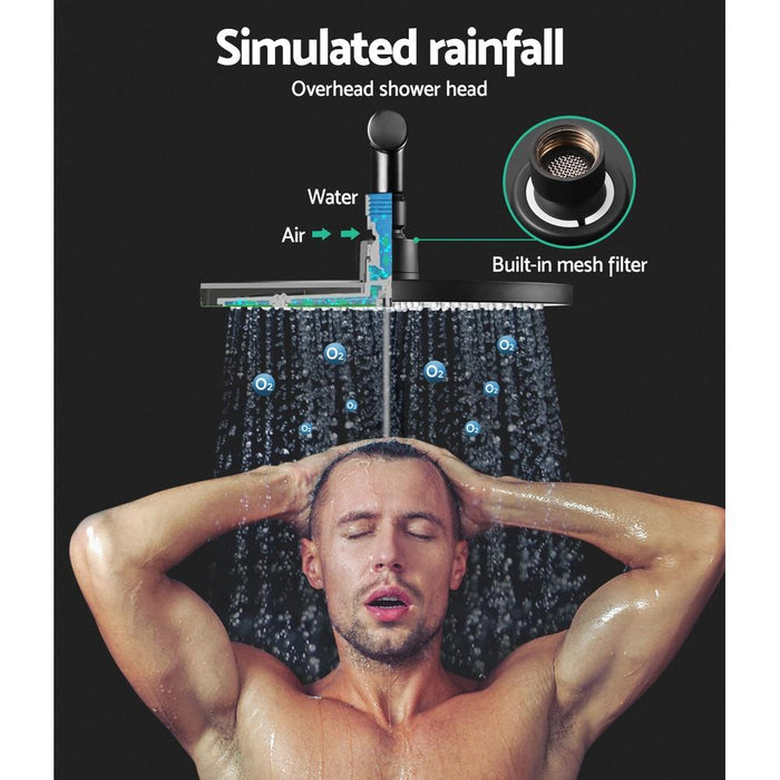 9'' Rain Shower Head Mixer Round Handheld High Pressure Wall Black Brass