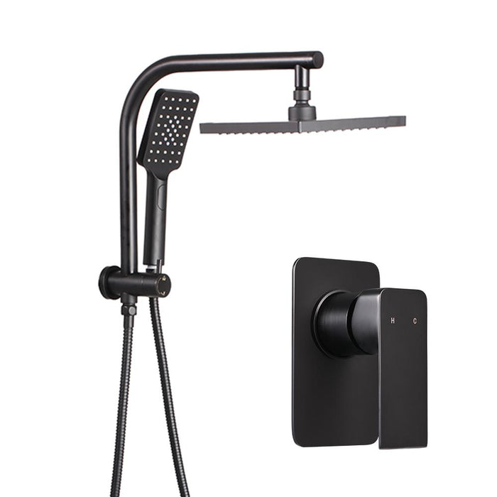 8'' Rain Shower Head Mixer Square Handheld High Pressure Wall brass Black