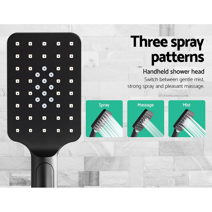 8'' Rain Shower Head Mixer Square Handheld High Pressure Wall brass Black