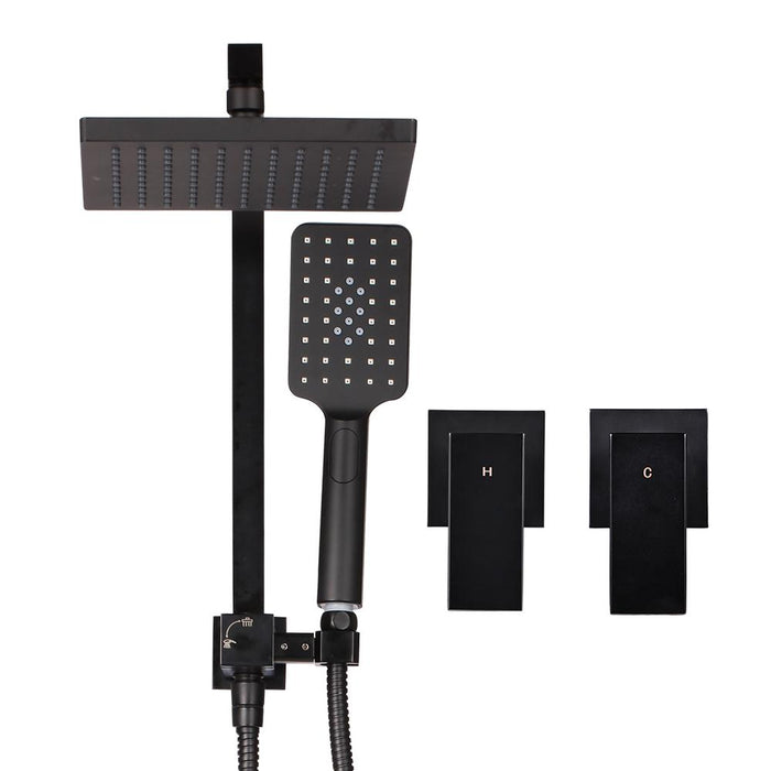 8'' Rain Shower Head Taps Square Handheld High Pressure Wall brass Black
