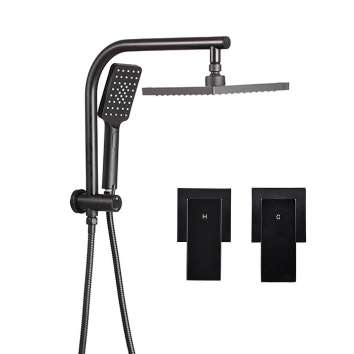 8'' Rain Shower Head Taps Square Handheld High Pressure Wall brass Black