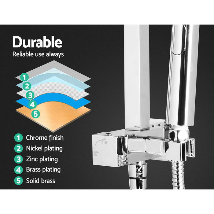 8'' Rain Shower Head Mixer Square Handheld High Pressure Wall brass Chrome