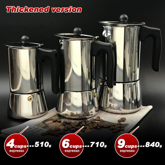 Thickened 9Cups Stainless Steel Stove Top Espresso Italian Coffee Maker