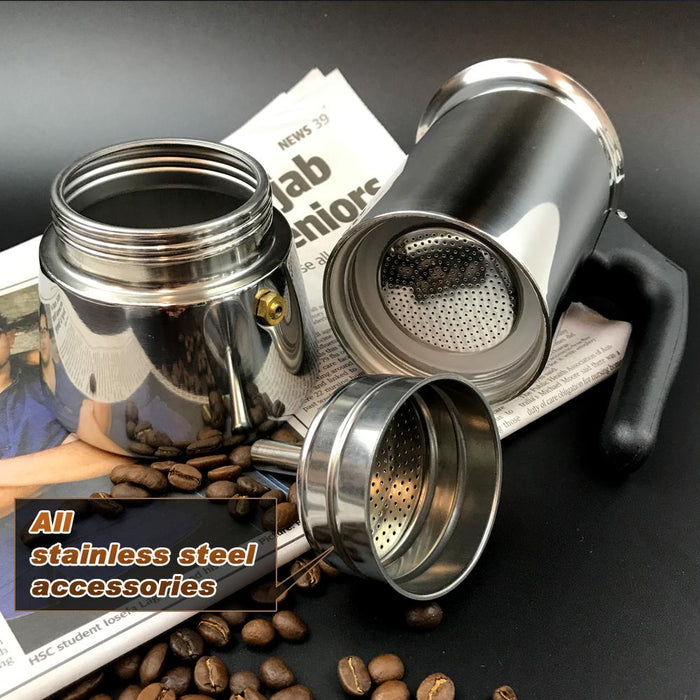 Thickened 6Cups Stainless Steel Stove Top Espresso Italian Coffee Maker