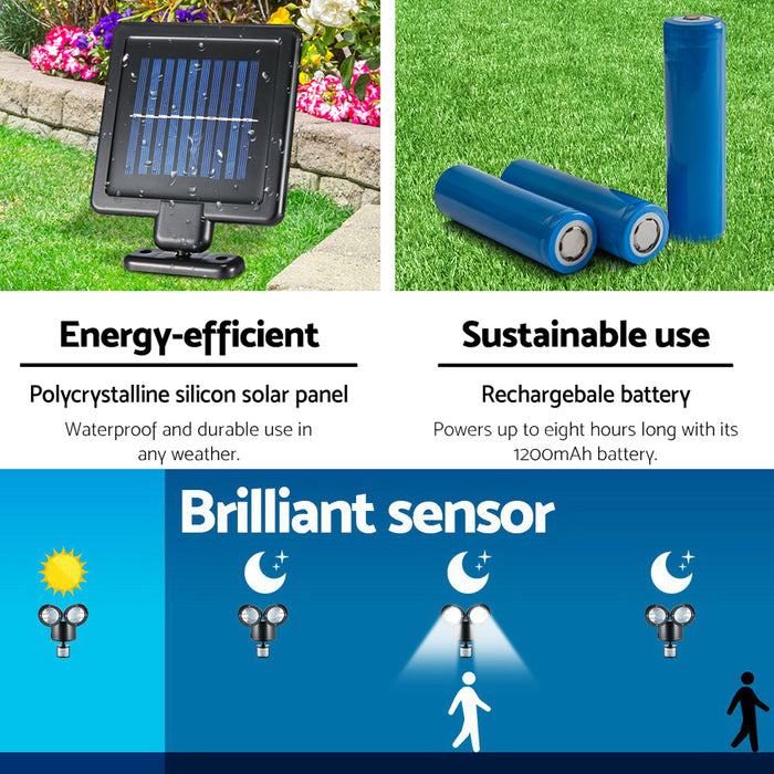 22 LED Solar Powered Dual Flood Lamp Security Motion Sensor Flood Lamp Outdoor