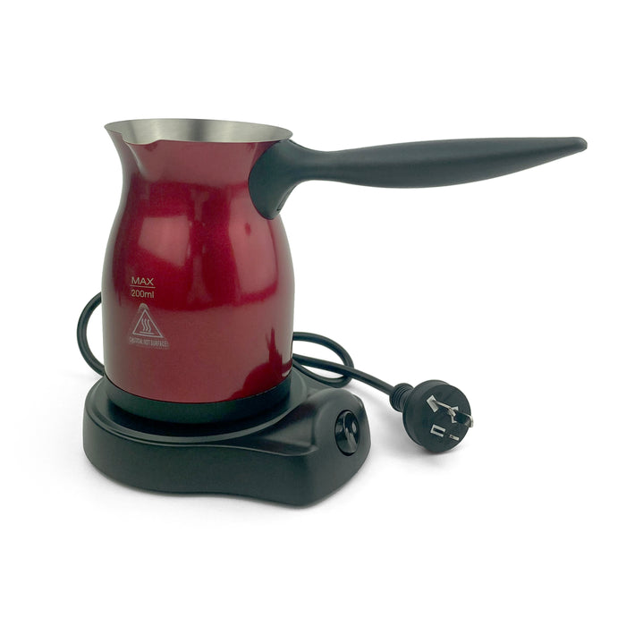 Red Electric Turkish Greek Arabic Coffee Maker Pot Automatic Sensor Anti Overflow