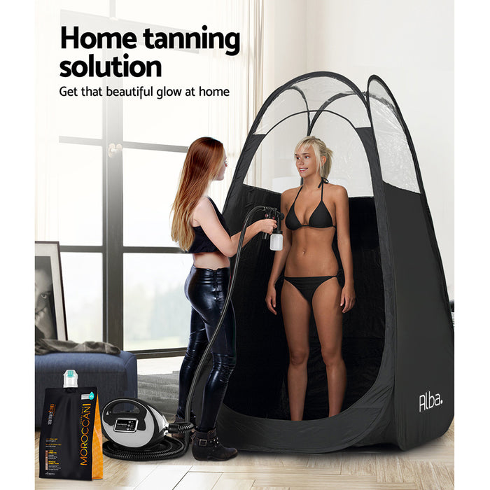 Portable Pop Up Tanning Tent Spray Tan Tent Sunless Body Tanning Sun Care - Black