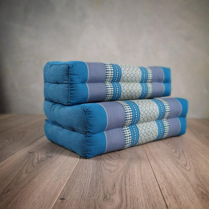 Thai Blue Fold Out Cushion Yoga Mat Thai 3-Fold Zafu Meditation Cushion 100% Kapok