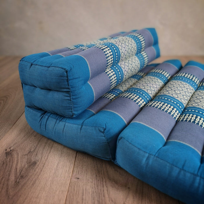 Thai Blue Fold Out Cushion Yoga Mat Thai 3-Fold Zafu Meditation Cushion 100% Kapok