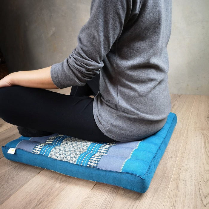 Thai Blue Kapok Cotton Handmade Handmade Thailand Meditation Cushion Yoga Seat